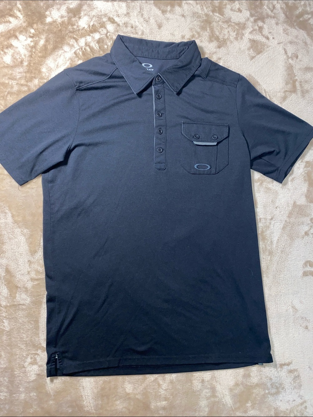 Oakley Men’s Black Short-Sleeve Polo with Buttoned Chest Pocket
